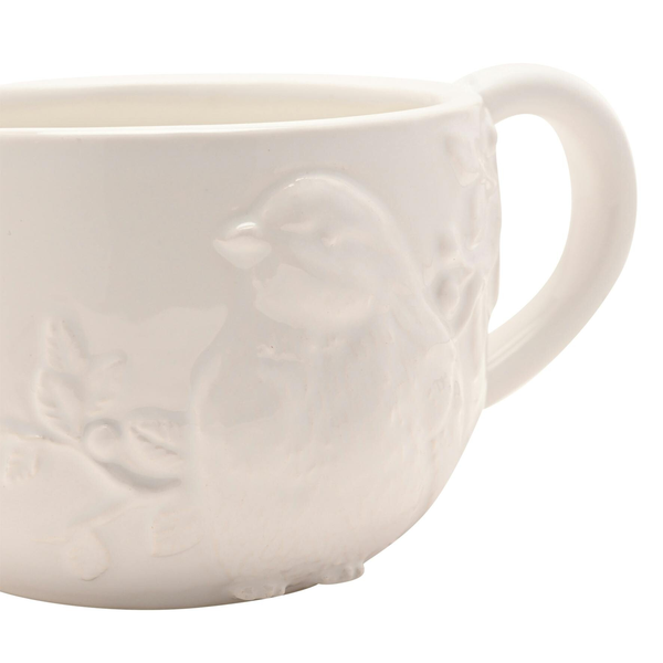 Hestia White Floral Bird Teacup & Saucer Set