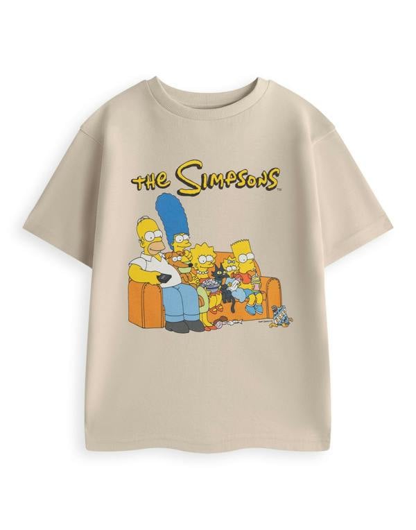 The Simpsons Unisex Kids Beige Couch Short Sleeved T-Shirt