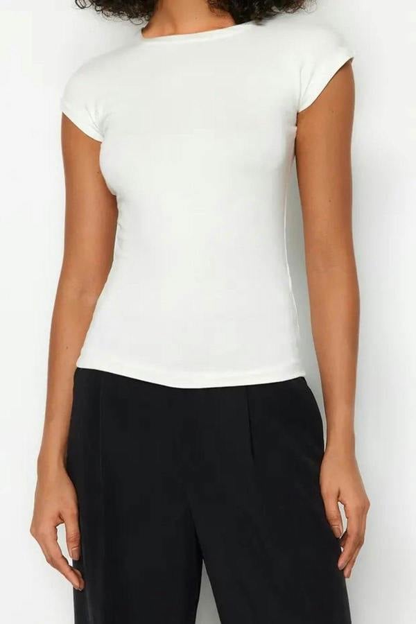 WOVCOR Viscose Fitted Knit Blouse