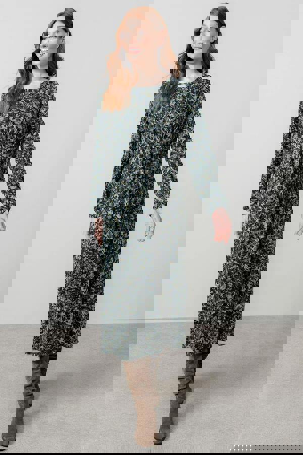 Lily & Me Celia Ditsy Print Midi Dress Green