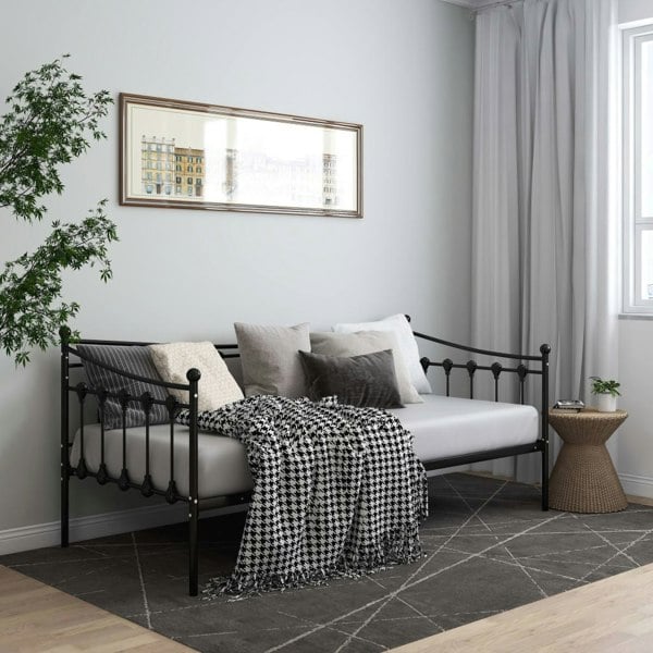 Berkfield Sofa Bed Frame Black Metal 90x200 cm