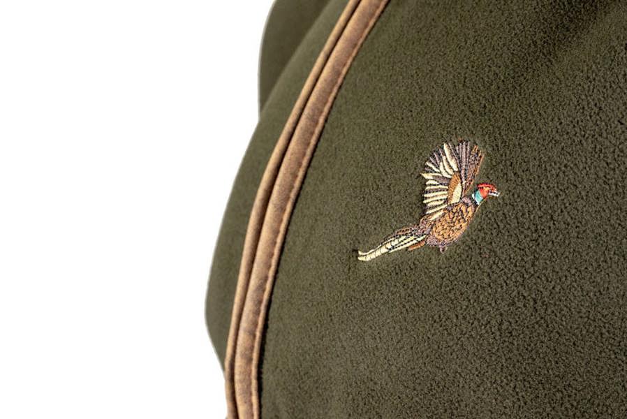 Beautifully presented embroidered flying pheasant on the Jack Pake Countryman fleece gilet for men