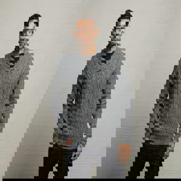 Gabicci G53M17 Mens Long Sleeve Chunky Knit Sweater Gabicci Classic - CLOUD