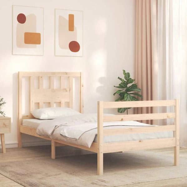 Berkfield Bed Frame with Headboard 90x200 cm Solid Wood