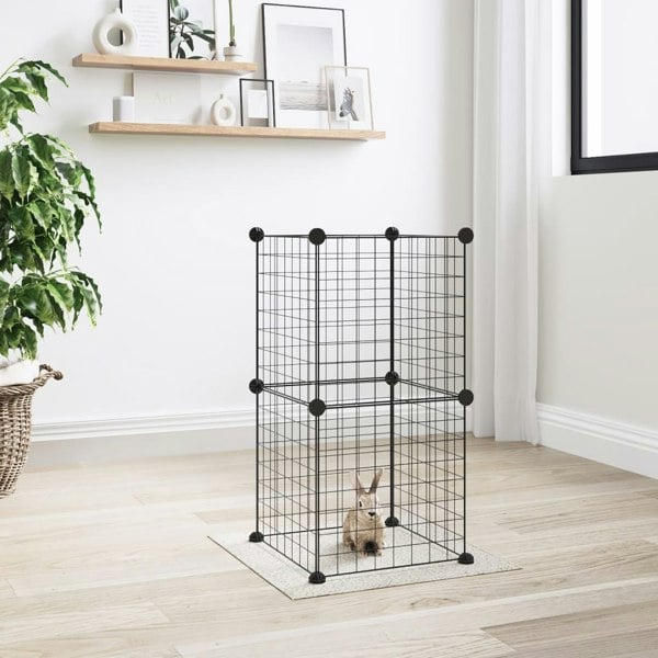Berkfield 8-Panel Pet Cage Black 35x35 cm Steel