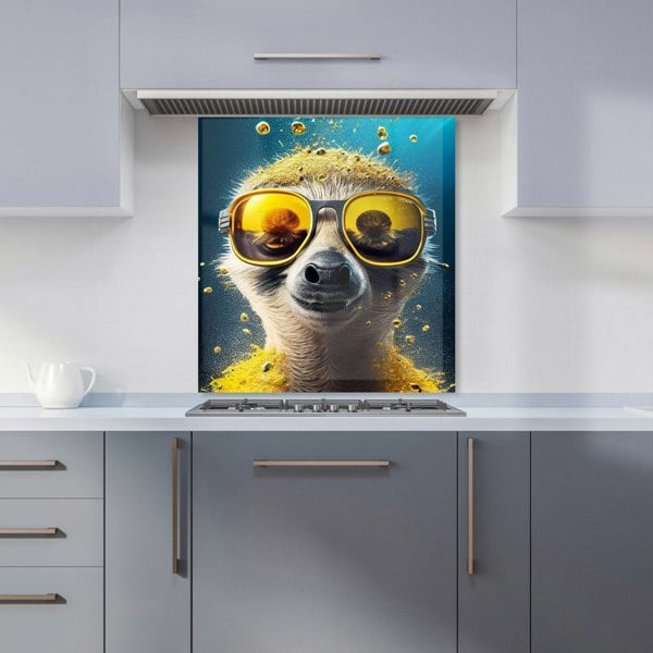 Warren Reed - Designer Meerkat With Golden Glasses Splashart Kitchen Splashback