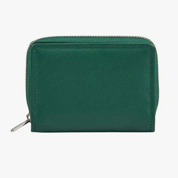 Miami real leather zipped card holder with RFID protection in green