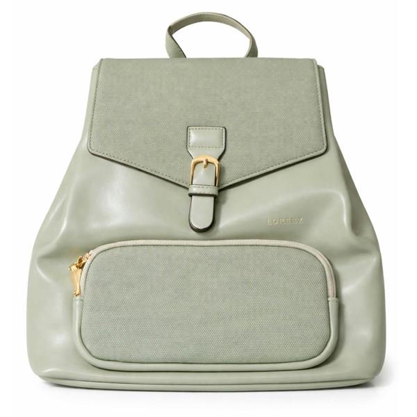 Lorenz Lightweight Woven Look Flapover Rucksack with Drawstring Closure