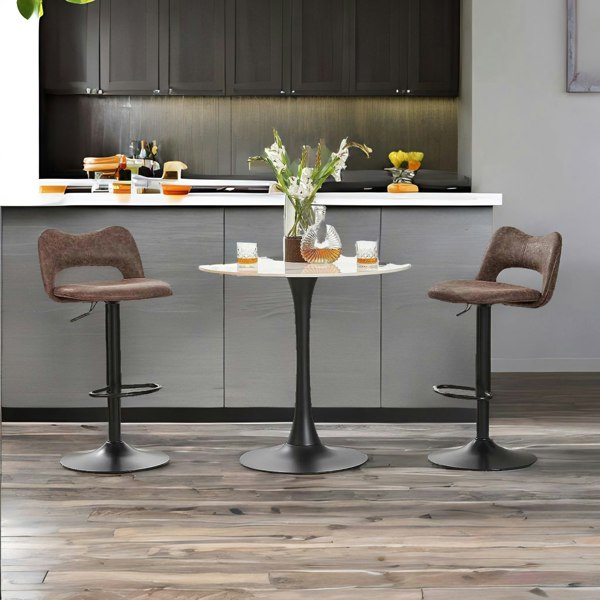 Rafaelo Mobilia Adjustable Height Retro Brown Bar Stools Set Of 2