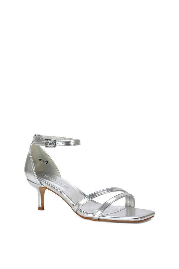 XY LONDON Open Toe Strappy Low Kitten Heel Sandal Shoes