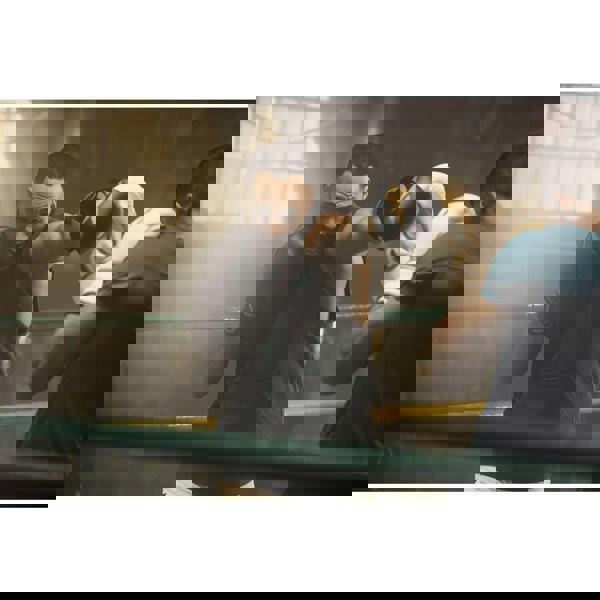 Two men in a boxing ring boxing wearing Reebok Boxing Gloves - Black and Gold 