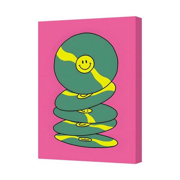 Benjamin Tate Design Abstract Smile Circle Stack Canvas Art Print In Green Yellow