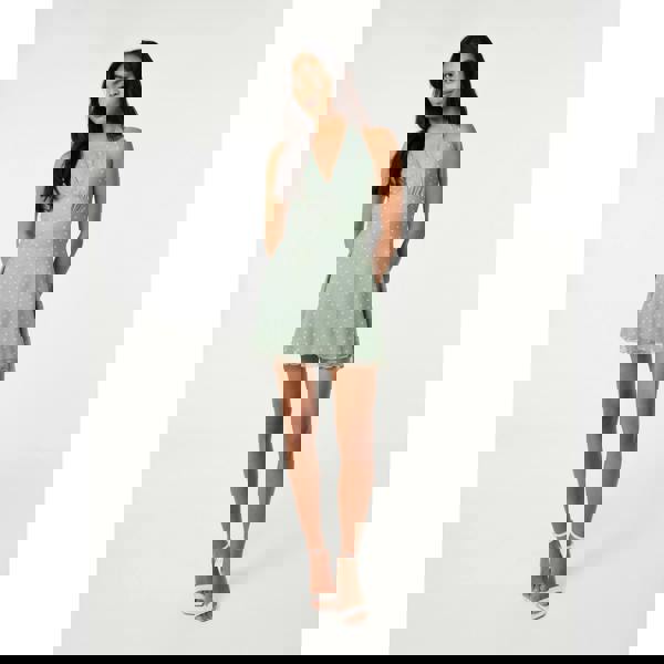 Pink Vanilla Halter Mini Dress In Polka Dot