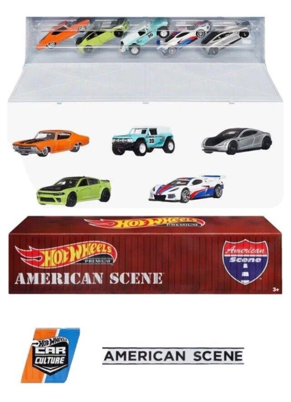 Hot Wheels American Scene 5 Car Set With Container 1:64 Hot Wheels Real Riders HFF44 LA10