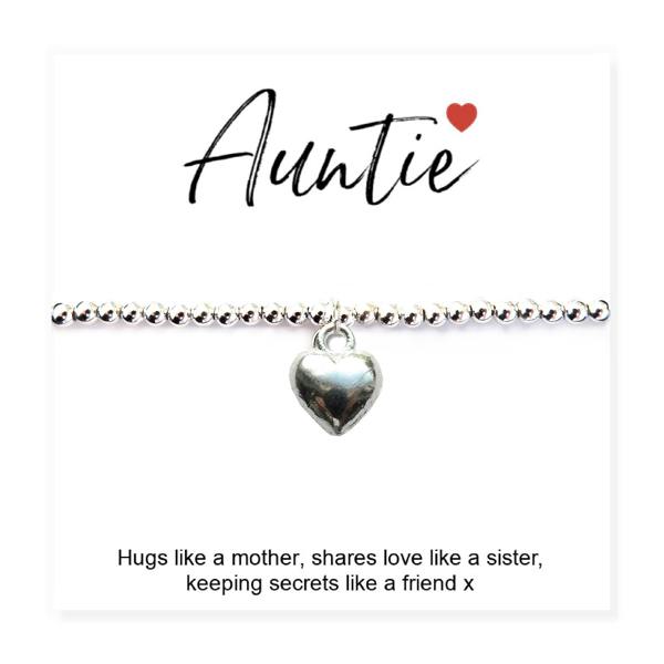 Aye Do Gifts Auntie Gift Card with Heart Charm Bracelet & Gifts Card