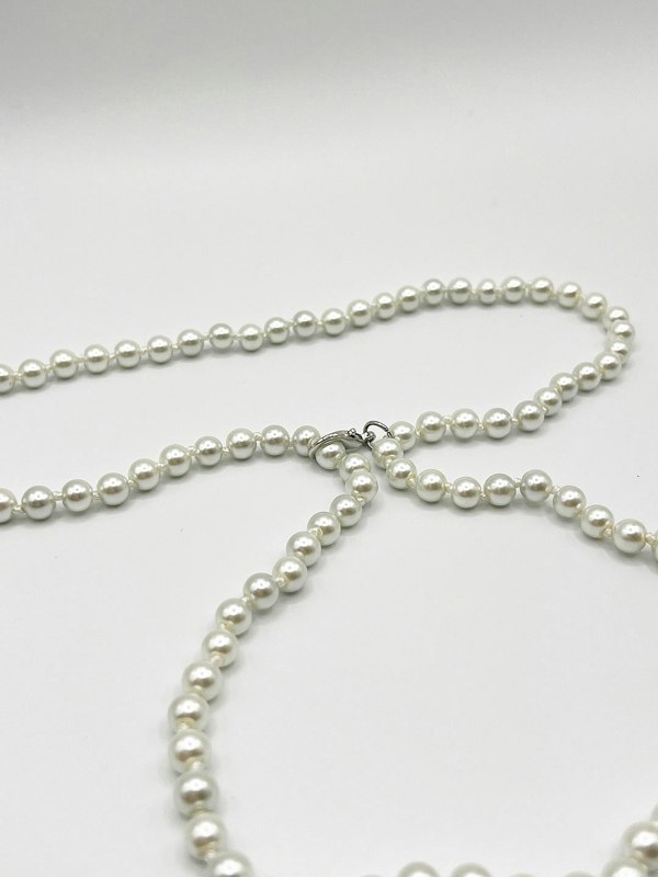 SVNX Pearl Chain Belt In Silver