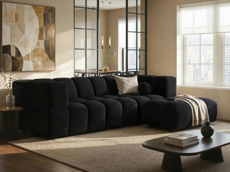 Jenson Sofa with Footstool - Black