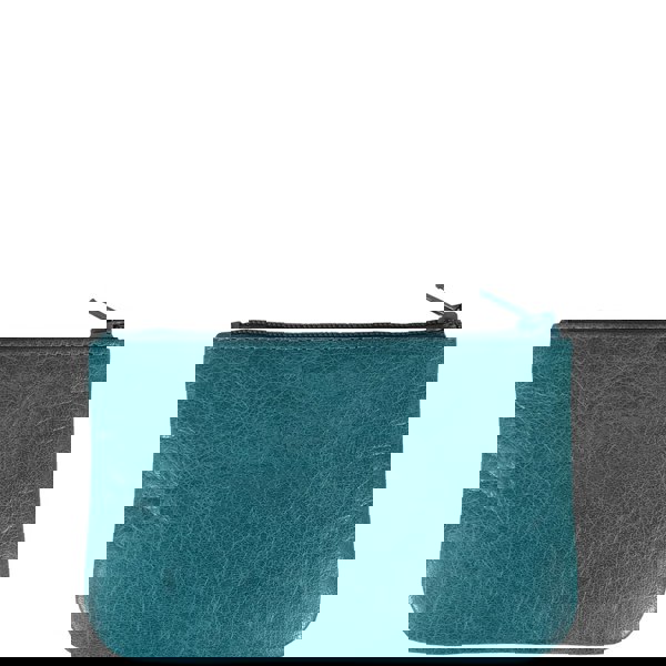 Assots London 'Poppy' Ocean Blue Full Grain Leather Zip Top Coin Purse