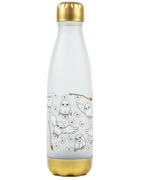 Harry Potter Unisex Silver Hedwig With Letters All Over Print Screw Water Bottle (One Size)