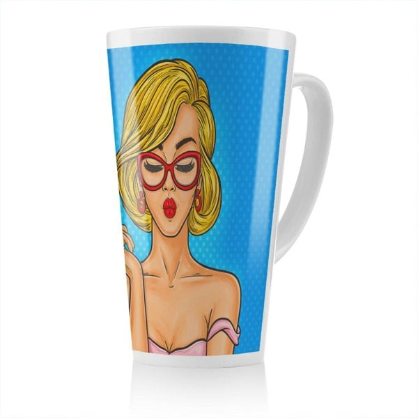 Benjamin Tate Design Pop art illustration woman paints her lips Designer Latte Mug