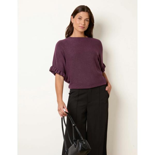 Blue Vanilla Knitted Frill Sleeve Batwing Jumper