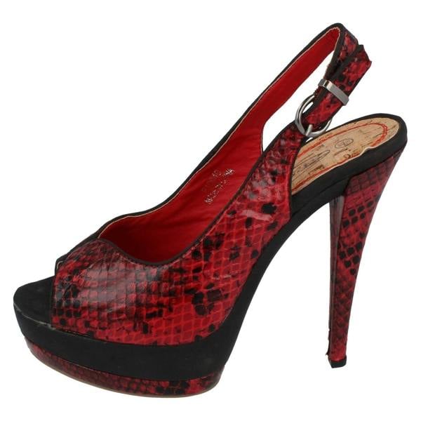 Spot On Ladies Spot On Snake Print Slingback Heels