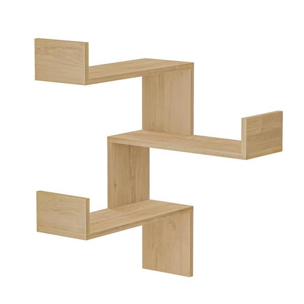Decortie Luksa Modern Wall Shelf Bookcase Wall Mounted Corner Zigzag Design 60cm