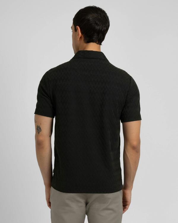 Steel & Jelly Beckton - Zigzag Textured Polo Shirt