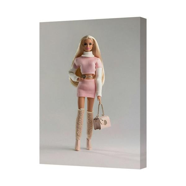 Benjamin Tate Design Canvas 8345 Fashion Doll Pink Knit Dress White Sweater Boots Handbag