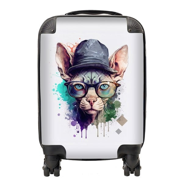 Warren Reed Sphynx Cat Face Glasses And Hat Splashart Suitcase