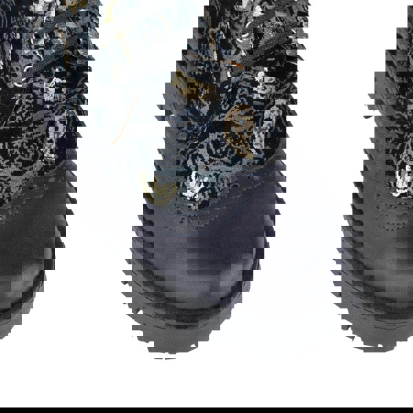 Embassy London Hatter Platform - Matt Blue & Grey & Gold - Women's Leather ankle Lace-up Boot with chunky cleated sole