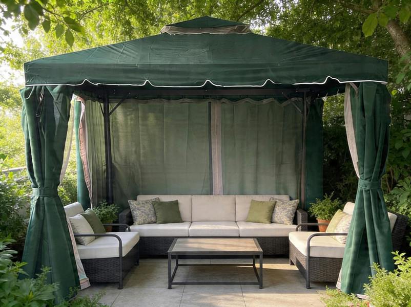 Shatchi Green Gazebo with Nets Aluminium Frame and Powder coated Steel Roof,3x4x2.75m