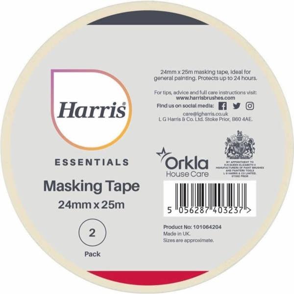 Harris Essentials 24mm Masking Tape (Pack of 2) - Cream - 