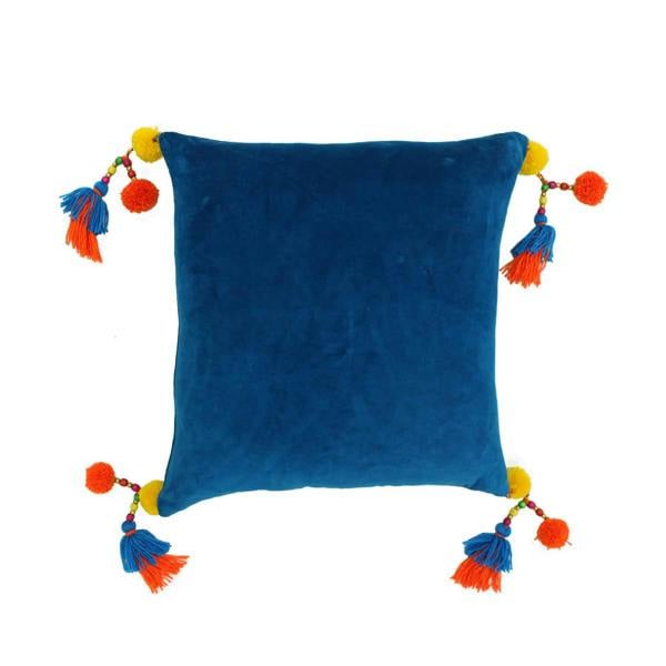 Paoletti Velvet Tassel Cushion Cover - Teal - 