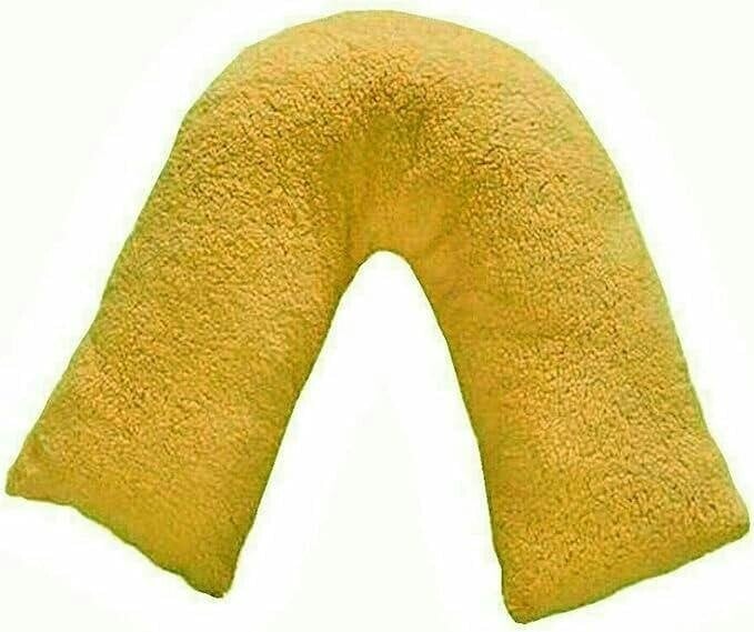 Night Zone Teddy Bear Fleece V Shaped Pillow – Soft Support Cushion with Case or Cover Only - Ochre - Cover Only