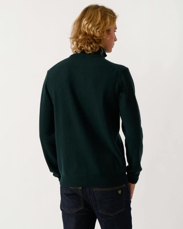 GANT Mens Superfine Lambswool Half Zip Sweater - 374 Tartan Green