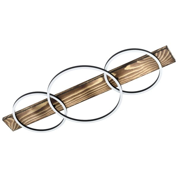 Wall Flush Ceiling Light Black Brown Rustic Shade White Plastic LED 2x12W 1x12W Loops