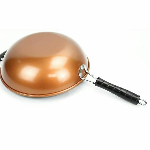 Gr8 Home Large Copper Style Carbon Steel Non-Stick Wok Chinese Stir Frying Pan 30cm 12"