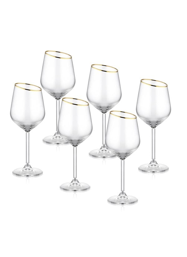 Rozi Gina Collection Gold Slanted Wine Glasses (Set of 6)