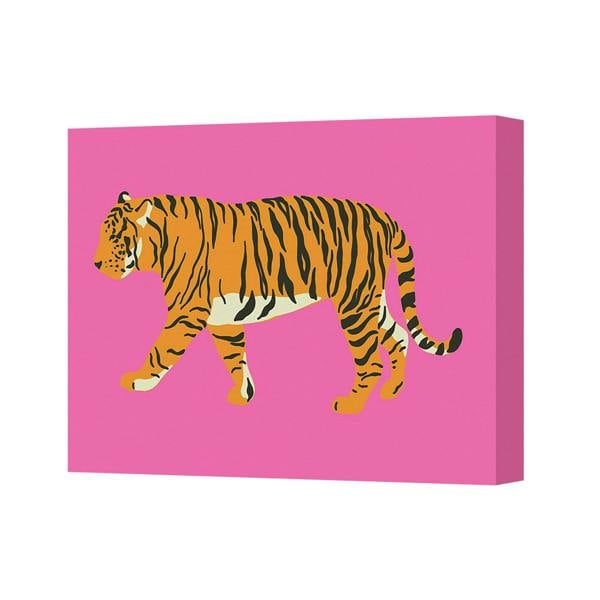 Benjamin Tate Design Tiger Canvas Wall Art Pink Background Modern Home Decor