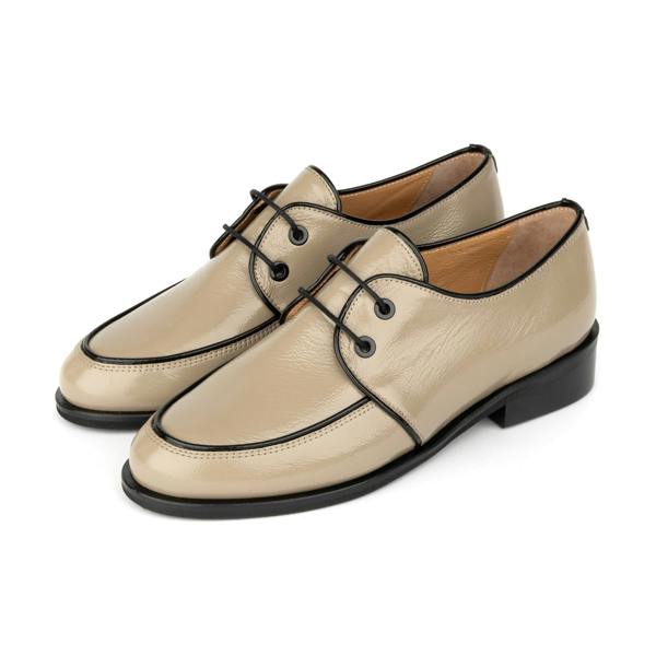 Embassy London Kiss - Grey & Brown - Women's patent leather lace up shoe