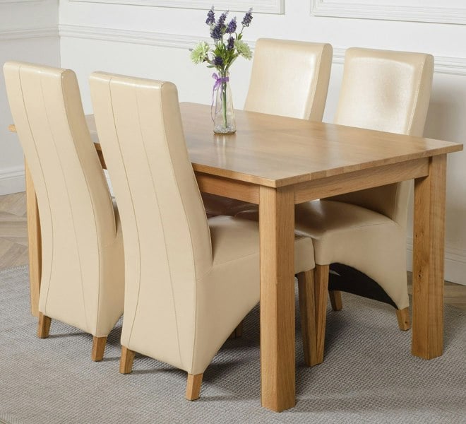 That's Furniture Oslo 150 x 90cm Medium Oak Dining Set with Lola Leather Chairs