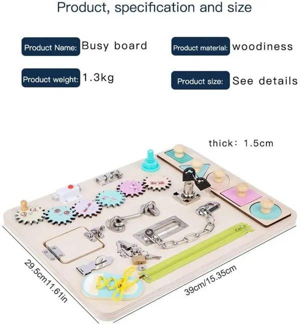 Dyzi Montessori Busy Board for Toddlers Sensory Toys for Preschool Motor Skills Development