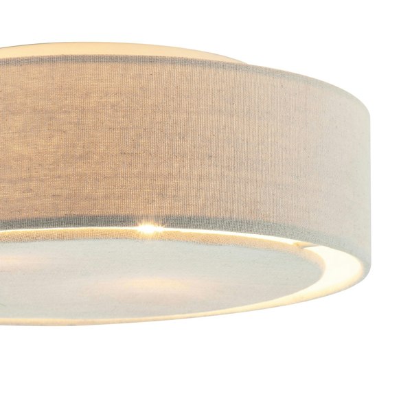 Modern Flush Linen Fabric Ceiling Light Fitting with Diffuser Plate Image 5