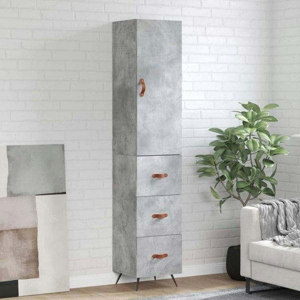 Berkfield Highboard Concrete Grey 34.5x34x180 cm Engineered Wood