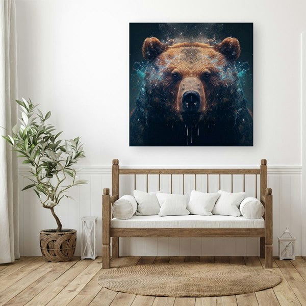 Warren Reed Brown Bear Face Splash Art Canvas