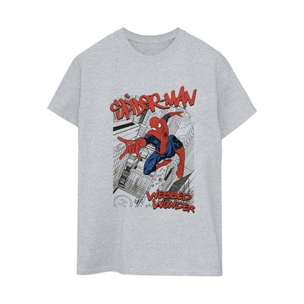 Marvel Women's Spider-Man Sketch City Cotton Boyfriend T-Shirt - Sports Grey