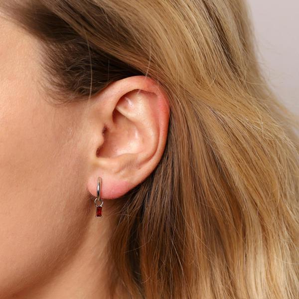 Gold Trip January Huggie Hoop Birthstone Charm Earrings