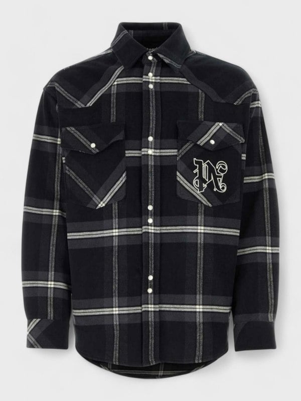 Palm Angels Monogram Check Overshirt Black - Supplied FashionPalm Angels