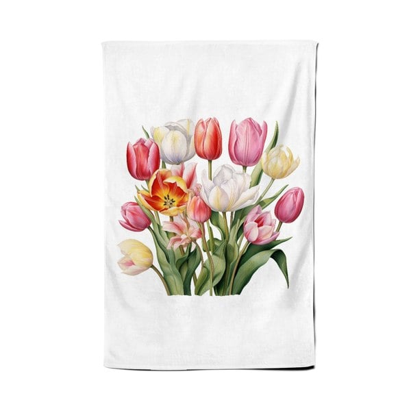 Warren Reed Spring Tuplips In Bloom Tea Towel